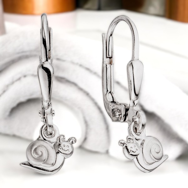 Kinder Boutons Schnecke 925 Silber Teil Matt Ohrringe OhrhäNger Kinderohrringe-image
