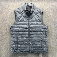 Nautica Vest Mens XL Gray Down Packable Puffer Sleeveless Zip Herringbone Jacket