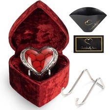 Small Heart Shaped Keepsake Cremation Urns for Human Ashes Mini Deep Red Cr...