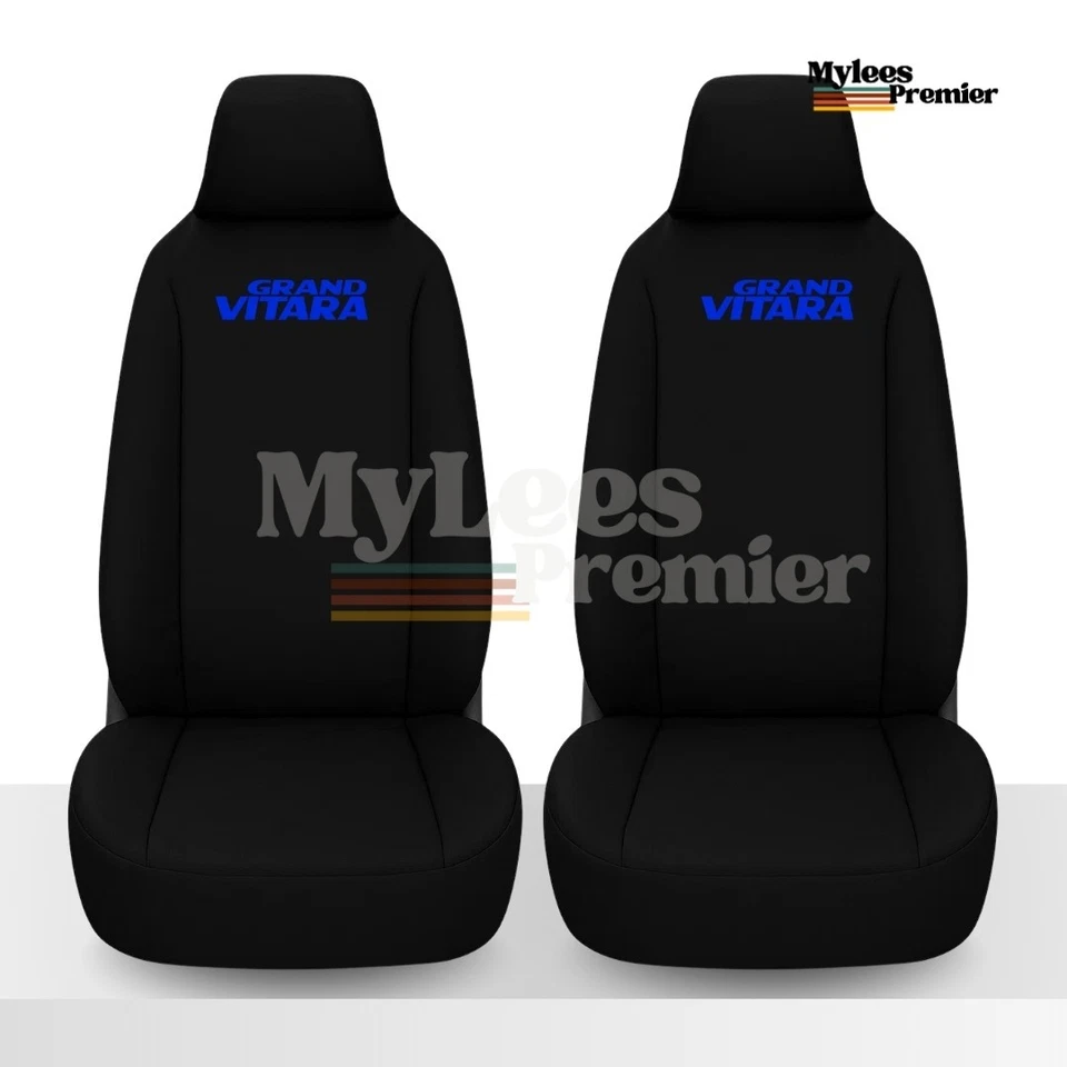 Fundas de asiento negras resistentes impermeables Suzuki Grand Vitara 1+1 - logotipo azul Foto 2 de 4