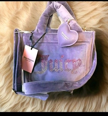 JUICY COUTURE, VIOLET/PURPLE VELOUR Crossbody Purse Mini-Tote Bag