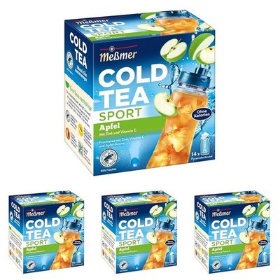 Meßmer Cold Tea Sport Apfel Zink Vitamin C 4stk 56 Pyramidenbeutel Vegan Frucht