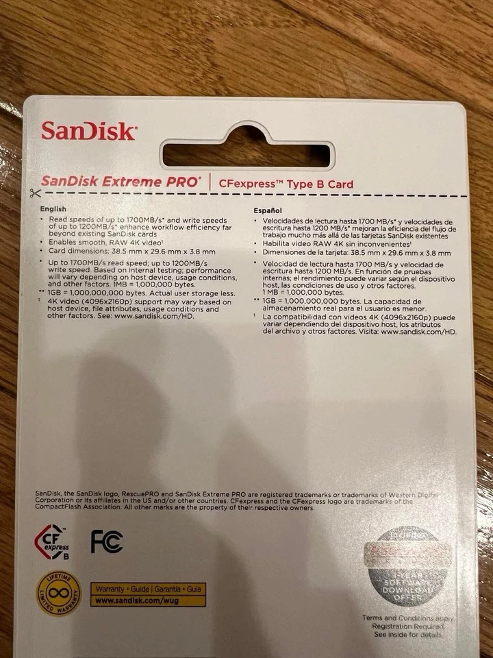 SanDisk Extreme PRO 256GB CFexpress Type-B Card, 1700MB/s Read, 1200MB/s Write - Image 2 of 2