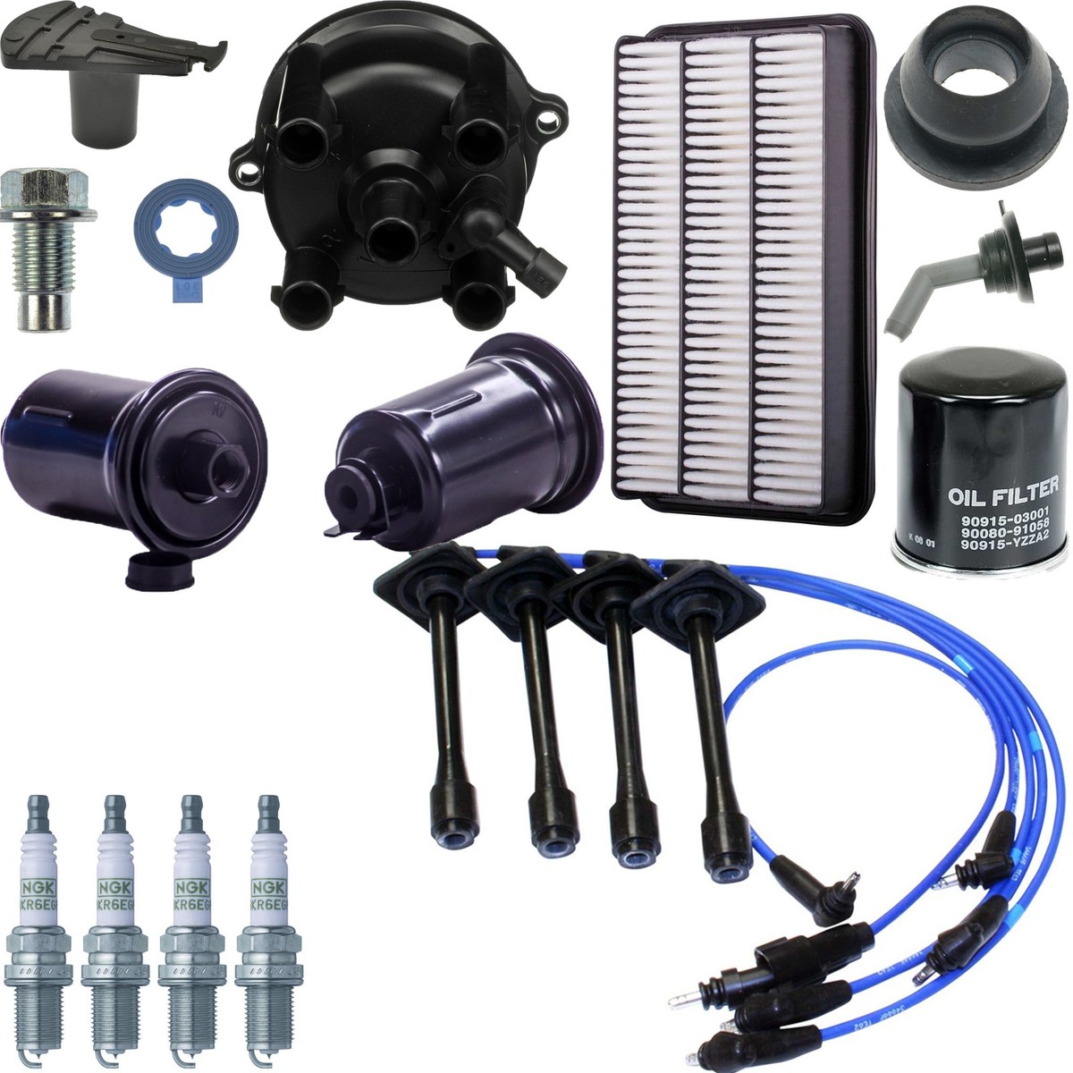 Complete Tune-Up Kit Spark Plugs Wires Filters Set for Toyota