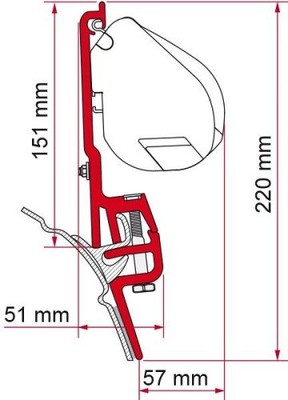 FIAMMA F35/F45 Adapter für VW T4 Brandrup / Reimo Multirail, Teile-Nr. 98655Z011