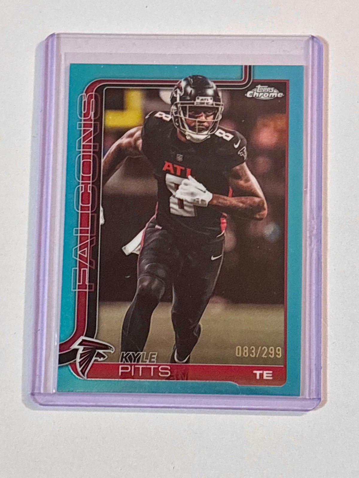 2025 Topps Chrome #14 Kyle Pitts Aqua Refractor #/199