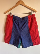 Vintage 80s/90s Color Block Shorts Drawstring Waist, Skate Surf, Size Small,