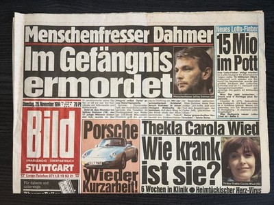 Bild Stuttgart Zeitung 29.11.1994 - Original Zeitung Jeffrey Dahmer