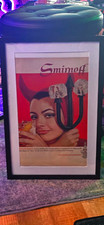 Enseigne publicitaire encadrée Smirnoff Devilish Dry Martini rouge noir beige