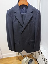 BRAND NEW 40R Dino Filarte navy Blue worsted wool suit Horn buttons
