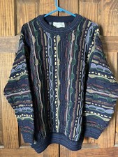 Vintage Carlo Alberto Wool Sweater Men  s Medium 3D Cable Knit Coogi Style 90s