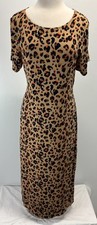 LOFT Outlet Midi Jersey Dress Sz Large Women’s Animal Print Stretch Tshirt Tie