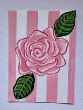 Mini carte artistique originale ACEO rose rose ATC par Liz Benavides