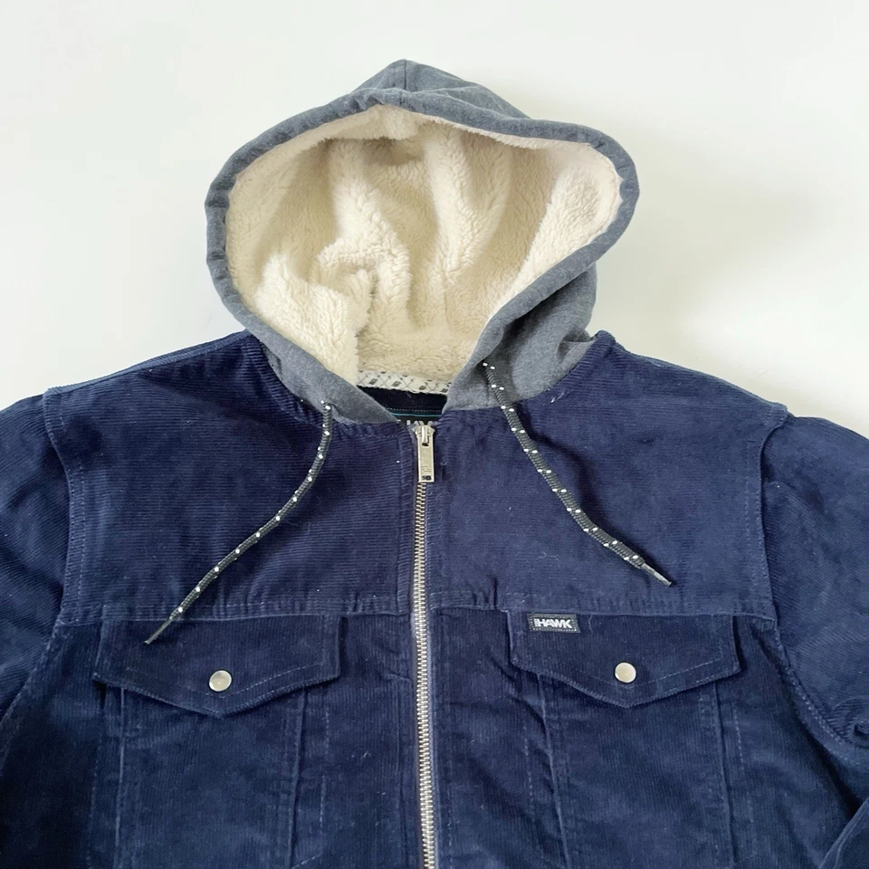 Chaqueta de pana con capucha Tony Hawk de colección para hombre grande con capucha de algodón cremallera completa Foto 2 de 4