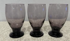 3  Cristar Lexington Purple Footed Goblets Glasses Handblown  5.25” 12oz