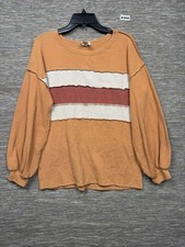 Bibi Waffle Knit Top Womens Size S Colorblock Multicolored Long Sleeve Oversized