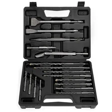 XtremepowerUS 17 Pc Drill Bits Chisel SDS Plus Rotary Hammer Bits Concrete Ro...