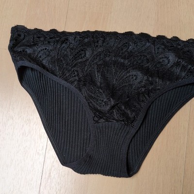 Damen-Spitzenhöschen Mittlere Taille Slip  schwarz Größe S neu