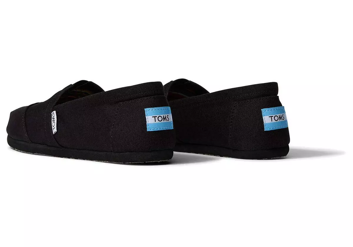 TOMS Men s Black Black Canvas Classics Slip on Flat Shoes 100