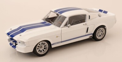 KK Scale Models 1967 Ford Mustang Shelby GT500 White/Blue LARGE CAR 1:12*New!