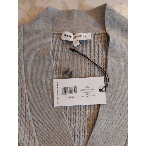 NUOVO! Maglione We Wore What Revolve Anthropologie maglia cavo grigio Varsity M/L $138 - Foto 8 di 15