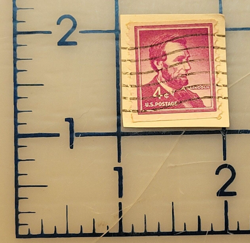 U.S. Postage ~ Abraham Lincoln ~ Cancelled/Post ~ Purple 4¢ Stamp -c.1956 ~ T03 - Picture 6 of 6