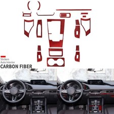 24pcs Red Carbon Fiber Interior Cover Dash Trim Kit For Mazda 3 Axela 2020-2024 24pcs Red Carbon Fiber Interior Cover Dash Trim Kit For Mazda 3 Axela 2020-2024