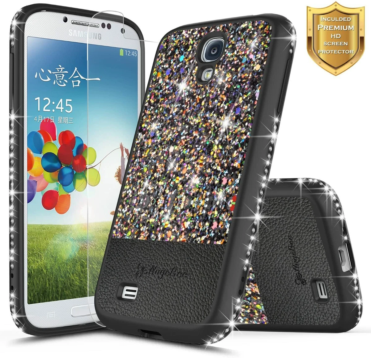 For Samsung Galaxy S4 Case Bling Glitter Soft TPU Phone Cover