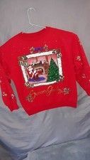VTG 90s Holiday Time Women Ugly Christmas Sweatshirt Santa size M