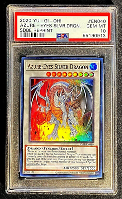 2020 PSA 10 GEM MINT EN040 AZURE EYES SILVER DRAGON SDBE G3103,04