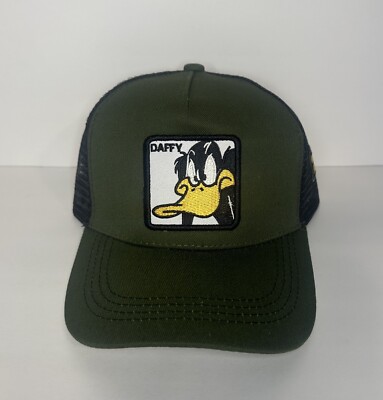 Daffy Patch LooneyTunes Snapback Cap Black/Green Adjustable Mesh UNISEX