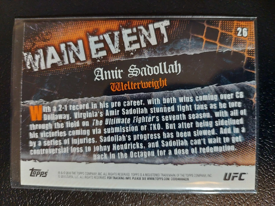 Amir Sadollah #26 2010 UFC Main Event Thick Gold Parallel - Image 2 of 2