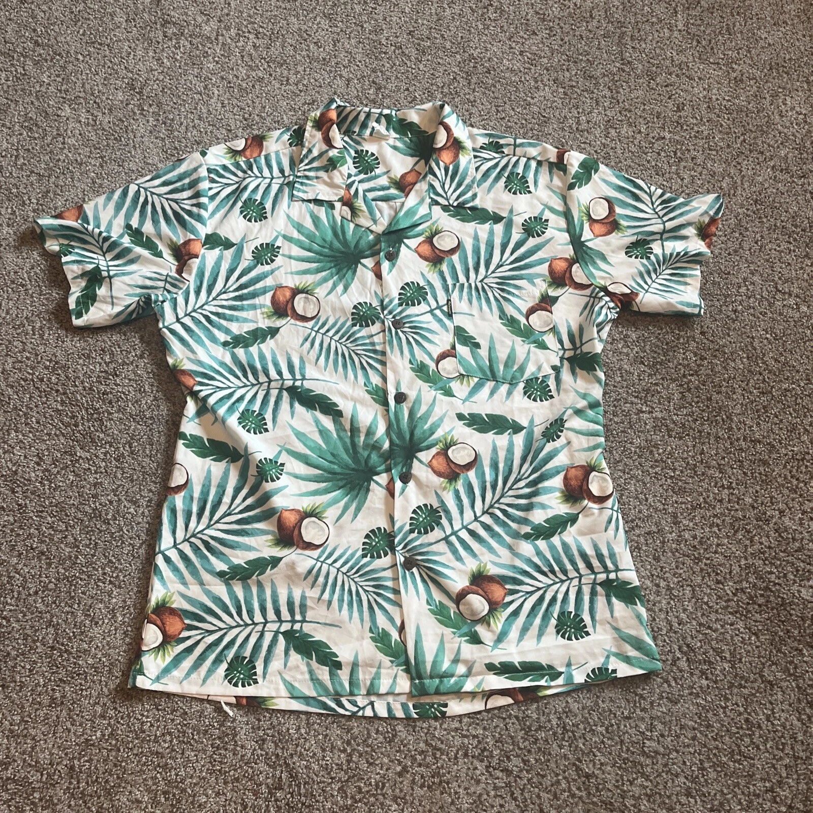 Palmwave Mens Shirt 2XL Hawaiian Beach Tropical Palm Coconuts Button