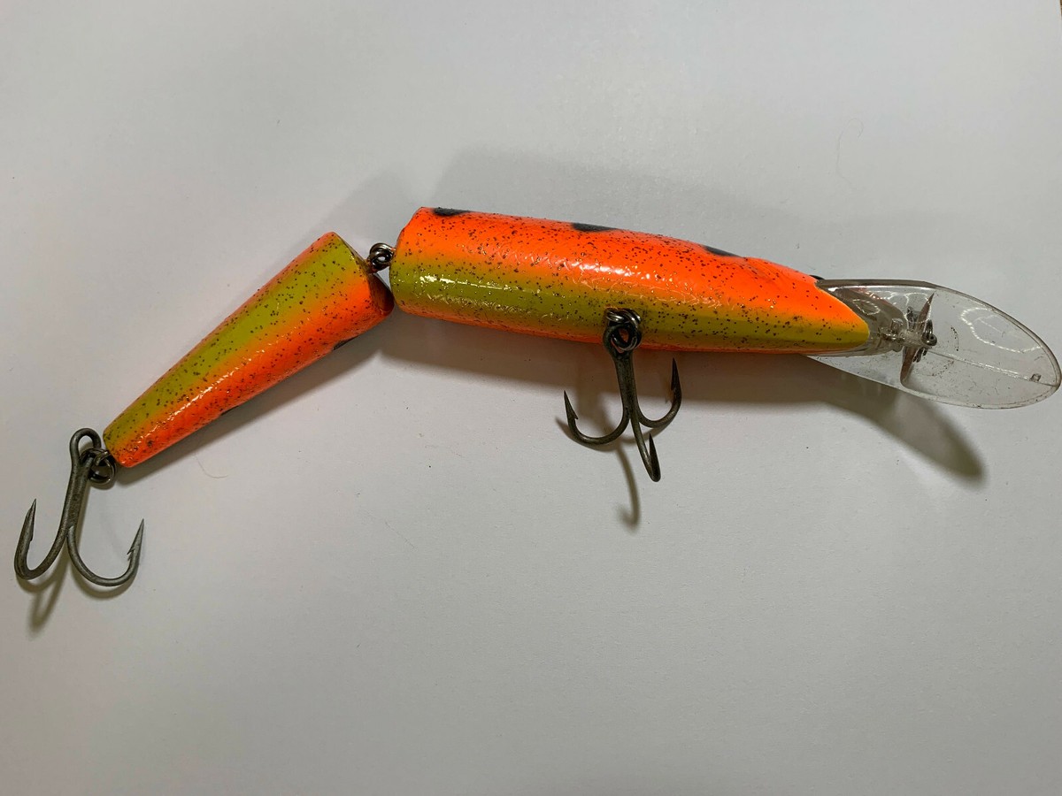 Ancien Leurre Brochet Wobbler 50g - Vintage, Rayures Orange - Pêche