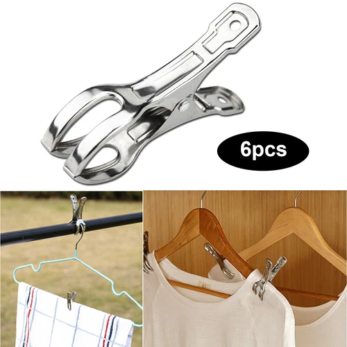 6/12x Stainless Steel Large Beach Towel Clips Clamps Clothes Pegs Pins Windproof