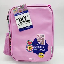 Fit & Fresh Pink DIY Insulated Flower Smile Heart Lunch Bag 9.75 x 7.5 x 3.75"