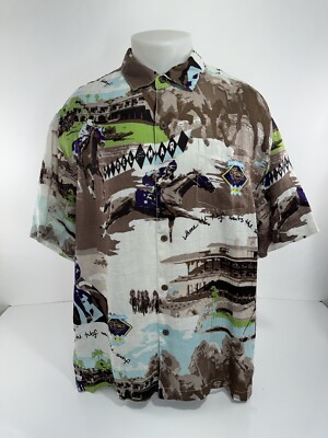 BREEDERS CUP 2017 DEL MAR - LINEN Derby XL Equestrian OTB Horse Racing Shirt EX