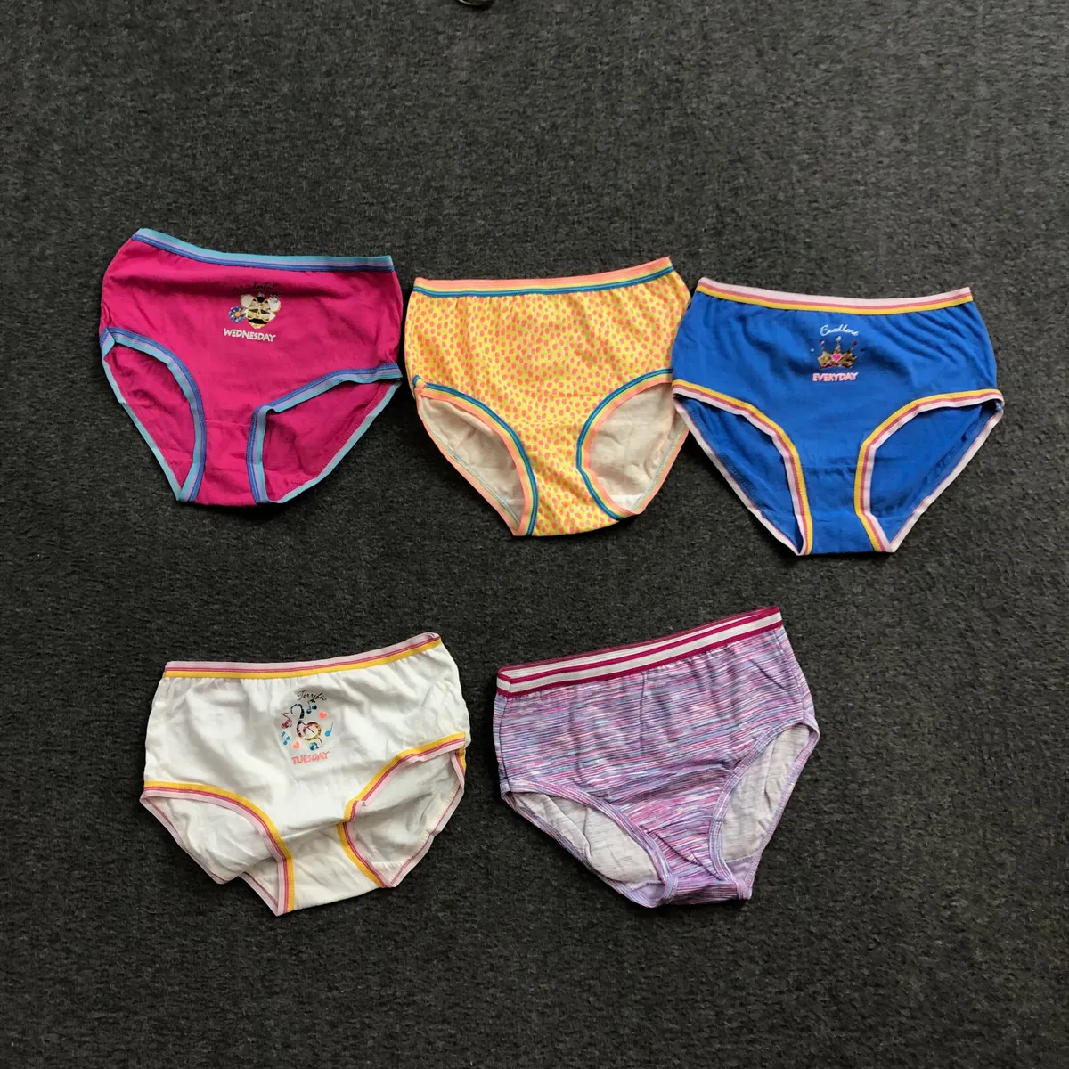 5 PACK Wonder Nation Girls Assorted Underwear Panties Multicolor Sz Medium  NWOT