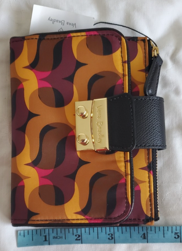Cartera Vera Bradley Moderna Luces Push Lock Naranja Rosa Negro Dorado Borde de Cuero - Imagen 9 de 9