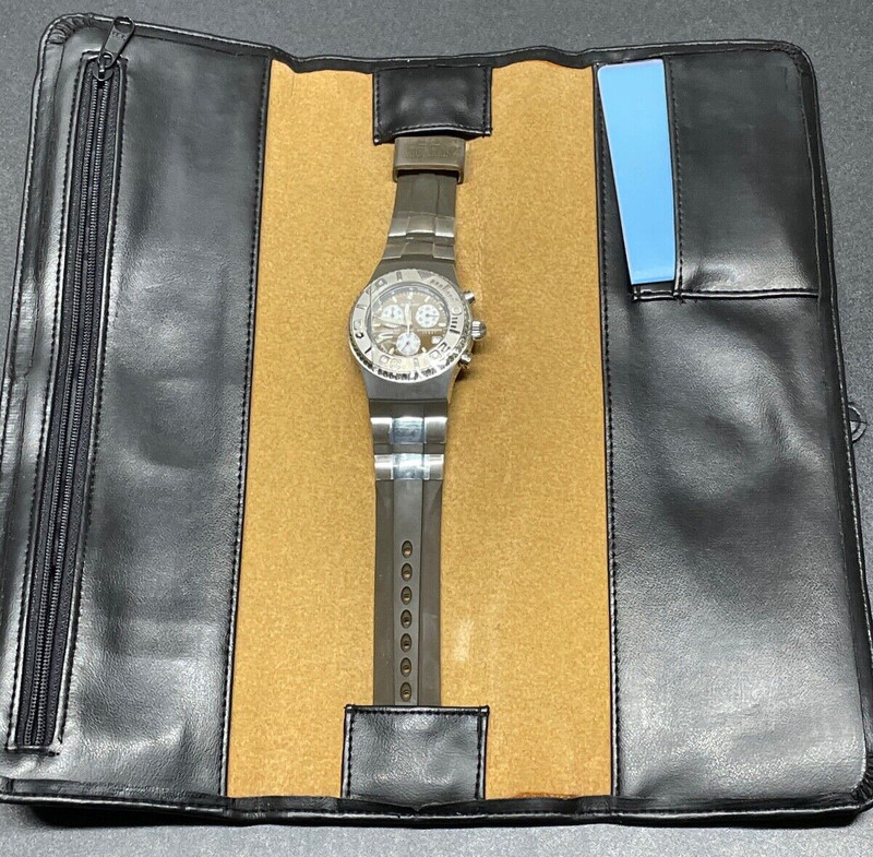 Aquamarin Mens Watch Style SG11385 Stainless Steel Rubber Band Excellent Conditi
