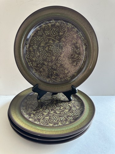 Franciscan Madeira Set 4 Dinner Plates 10.5” USA Mossy Green Natural Boho 70’s - Picture 2 of 24