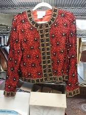 Papell Evening Boutique Black Beaded Jacket 8P 4007