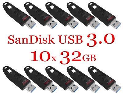 LOT 10x SanDisk 32GB ULTRA USB 3.0 flash drive SDCZ48-032G 32 GB read 100 MB/s