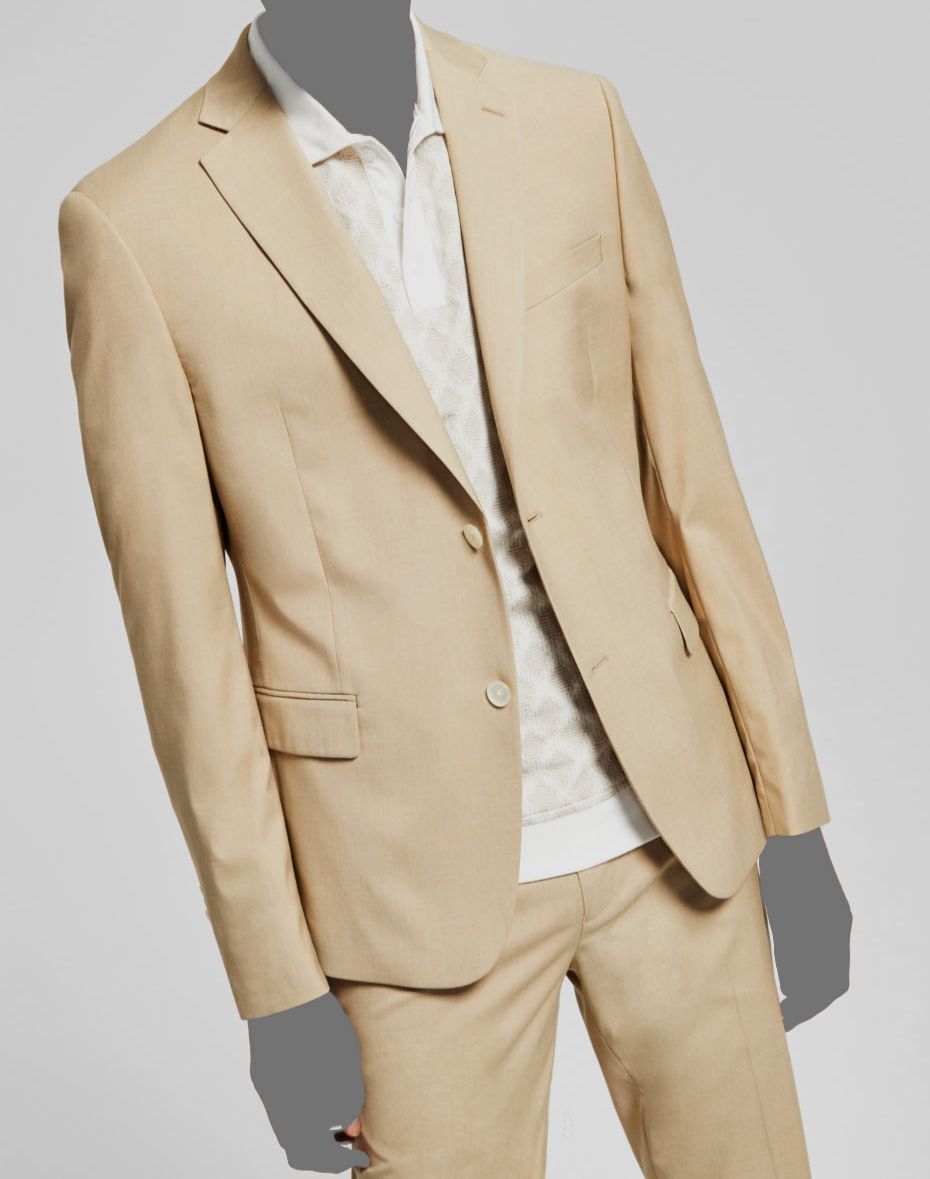 $360 Alfani Men's Beige Solid Slim-Fit Stretch Blazer Sport Coat Suit  Jacket 40L