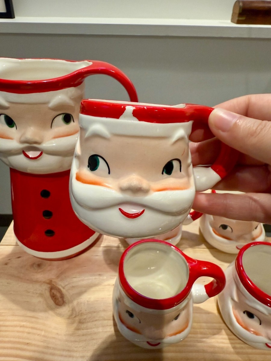 Extremely Rare 1950's Stylehouse Japan Ceramic Santa Mugs