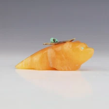 NATIVE AMERICAN ZUNI CALCITE BADGER FETISH BY LELAND BOONE & DAPHNE QUAM