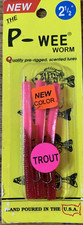 IKE-CONBait P-Wee Worm 2 1/2" "Bubblegum/Red" For Trout-1pk of 3pcs-NEW-SHIP24HR