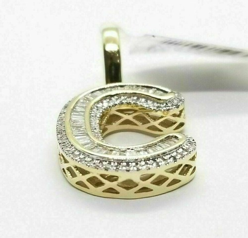 3Ct Baguette Diamonds Alphabet Letter C Pendant Charm 14K Yellow Gold Finish - Picture 3 of 4