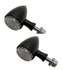 Paire de Clignotants Bullet à LED NOIR en Metal Homologués Highway Hawk moto 