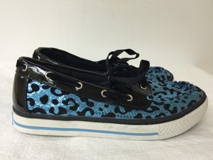Justice Boat Blue Sequences Leopard Print Girls Shoes Size 7 1 2 Ebay